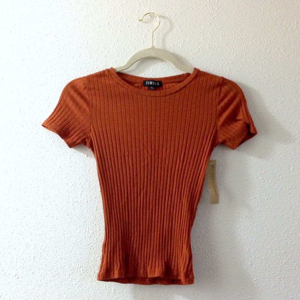 Burnt Orange Ribbed Tee